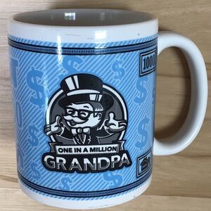 Monopoly Game 'One in a Million Grandpa'  Dollar Signs Blue & White Mug
